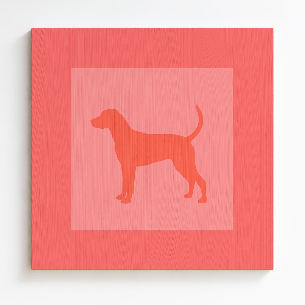 Meeboo Cameo of a Hound Dog in Melon on Canvas Wall Art