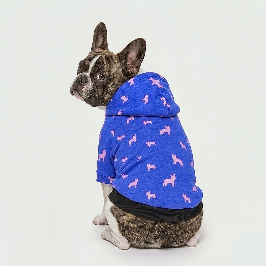 Meeboo Cameo Hoodie for Small Dogs in Frenchie Royal Blue