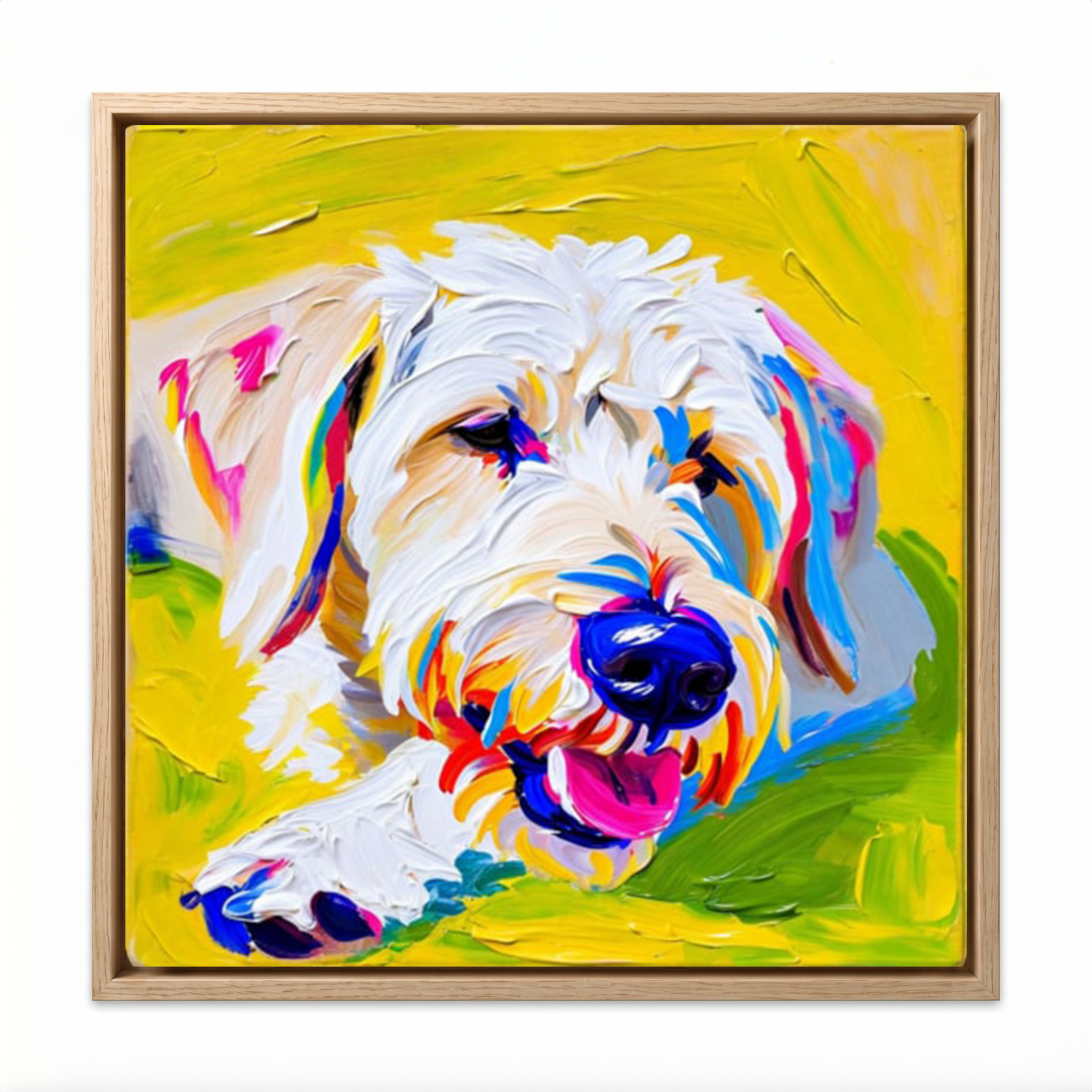 Artsy Dog, Meeboo Modern Art Dog Paintings on Canvas in Yellow